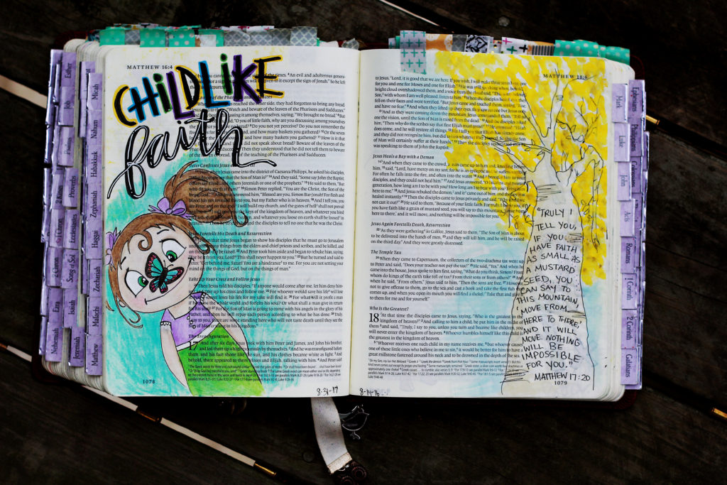 Photo of a Bible journaling page of a child