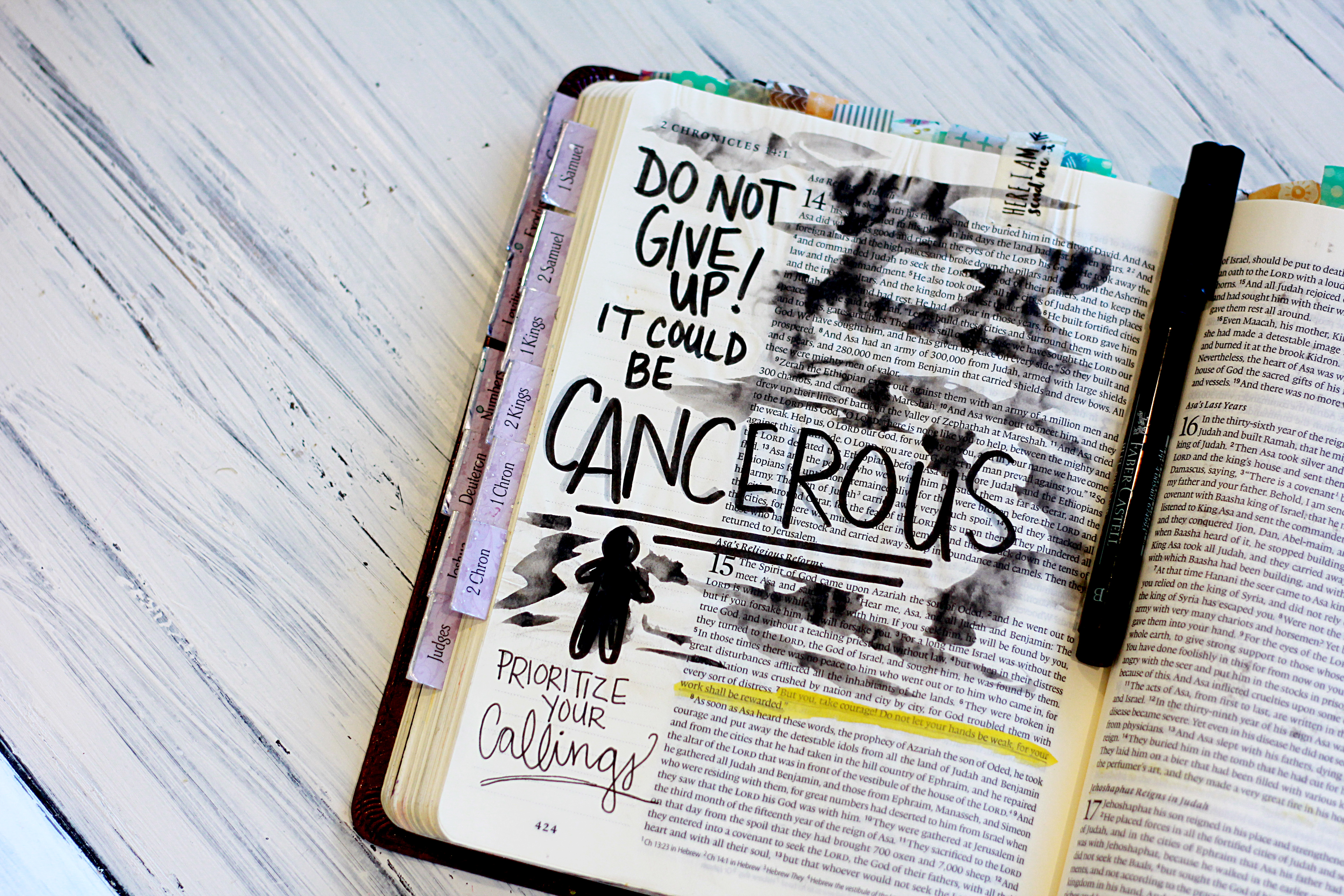 Bible Journaling: Is What I'm Doing Cancerous? (2 Chronicles 15:7) -  Sojourner Mom