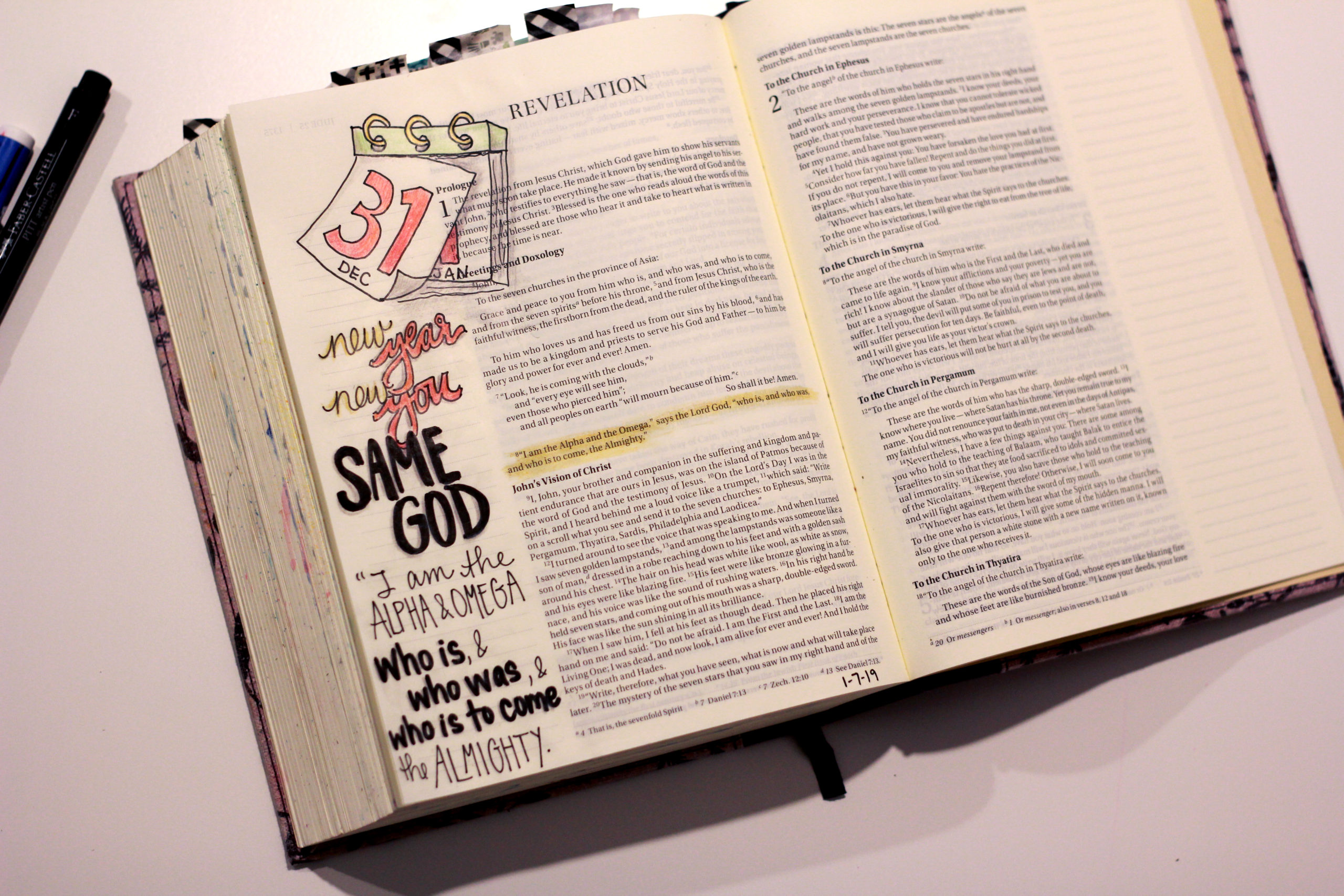 Bible Journaling: New Year, New You, Same God (Rev. 1:8)